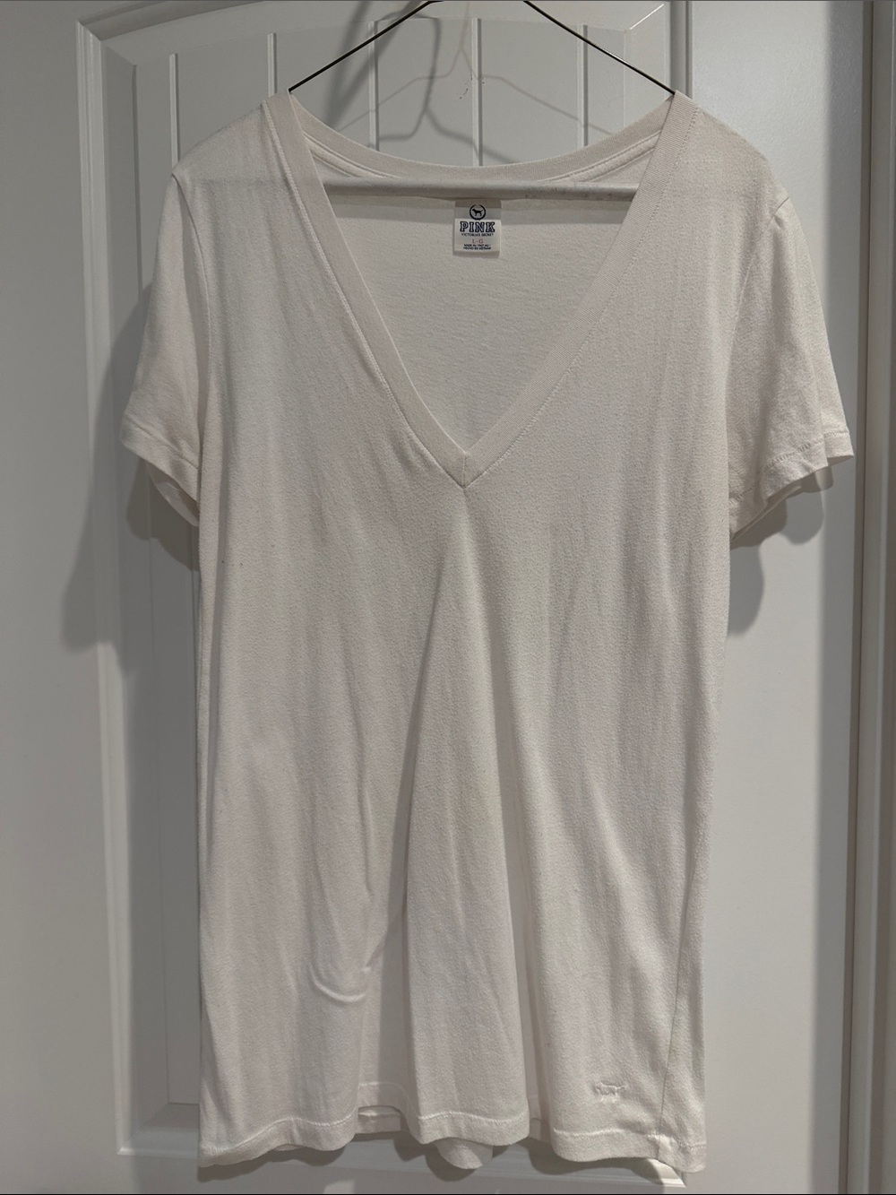 PINK Victoria's Secret White Tee with Navy Logo